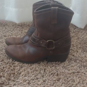 Brown leather boots